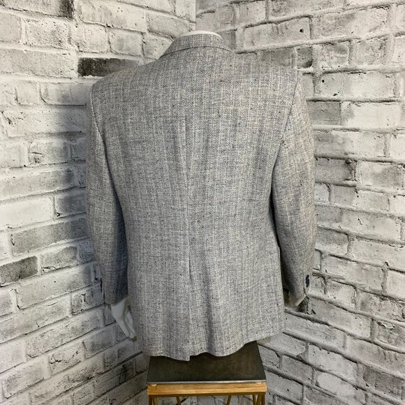 Vintage Tweed Blazer Sport Coat Mens 42 Short Blue Gray Union Made Old Money 90s - Picture 5 of 16